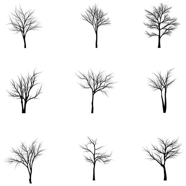 Coleção de silhuetas de árvores — Vetor de Stock