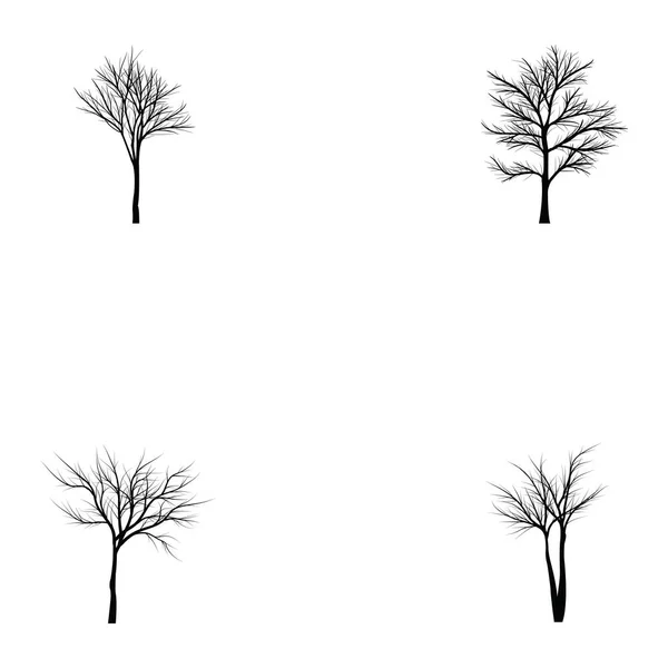 Koleksi siluet pohon - Stok Vektor