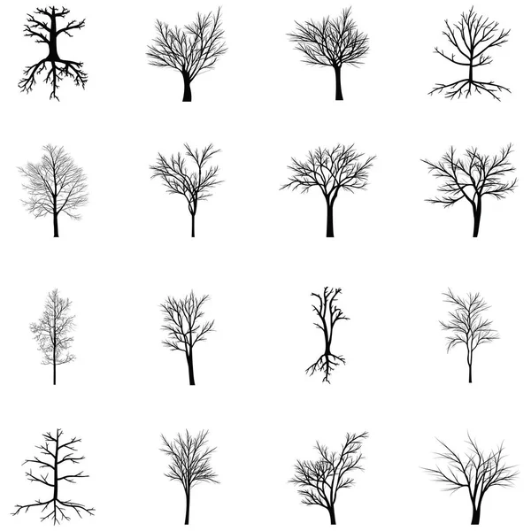 Colección de siluetas de árboles — Vector de stock