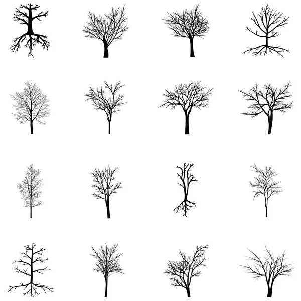 실루엣 나무 수집 — 스톡 벡터