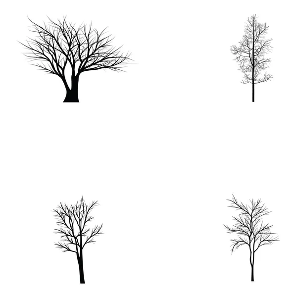 Koleksi siluet pohon - Stok Vektor