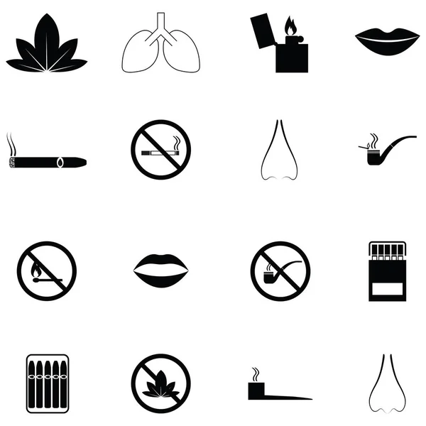 Conjunto de ícone de fumar — Vetor de Stock