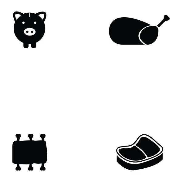 Juego de iconos de carne — Vector de stock