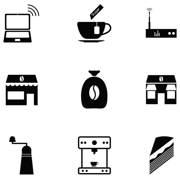 Set icono de cafetería — Archivo Imágenes Vectoriales