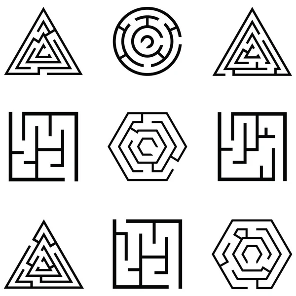 Labyrinth-Symbol gesetzt — Stockvektor