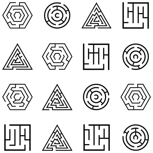 Conjunto de ícone de labirinto — Vetor de Stock