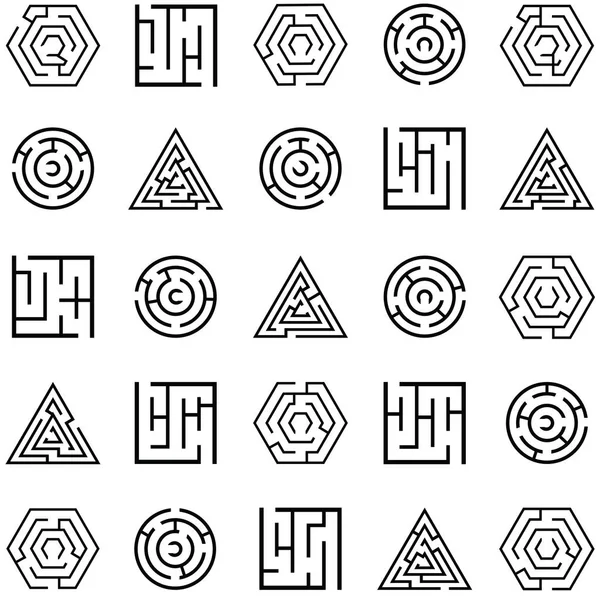 Набор значков лабиринта — стоковый вектор