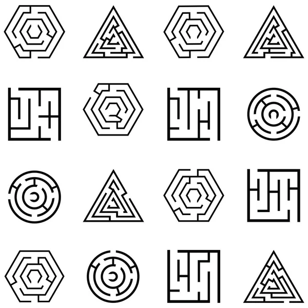 Jeu d'icônes labyrinthe — Image vectorielle