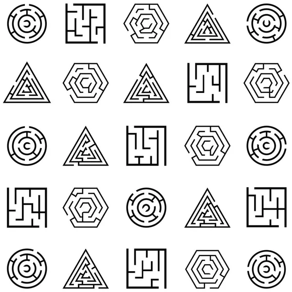 Jeu d'icônes labyrinthe — Image vectorielle