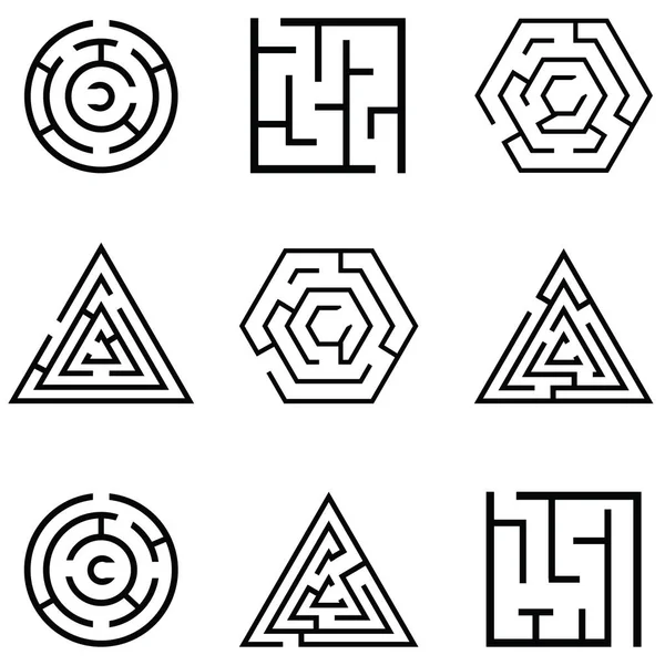 Labyrinth-Symbol gesetzt — Stockvektor