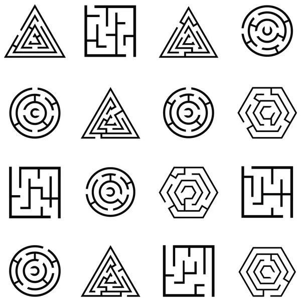 Jeu d'icônes labyrinthe — Image vectorielle