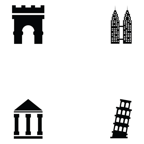 Conjunto de iconos de monumentos mundiales — Archivo Imágenes Vectoriales