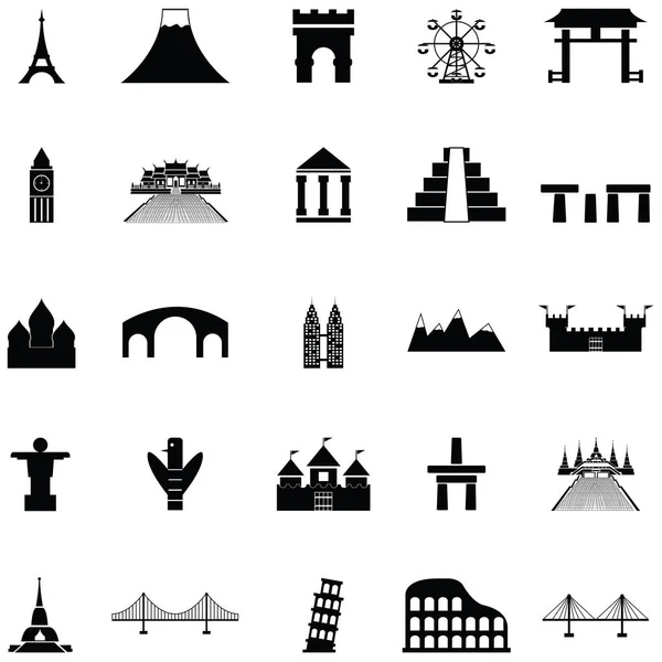 World landmarks icon set — Stock Vector