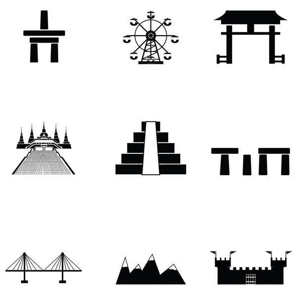 World landmarks icon set — Stock Vector