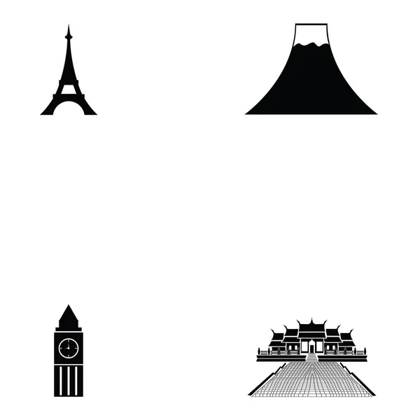 World landmarks icon set — Stock Vector