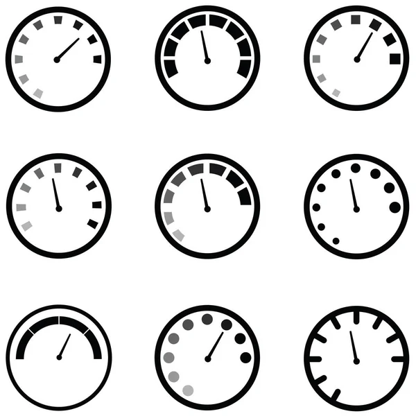 Conjunto de ícones do velocímetro — Vetor de Stock