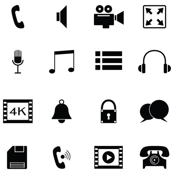 Conjunto de iconos de medios y comunicación — Vector de stock