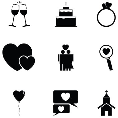 Düğün simgesi seti