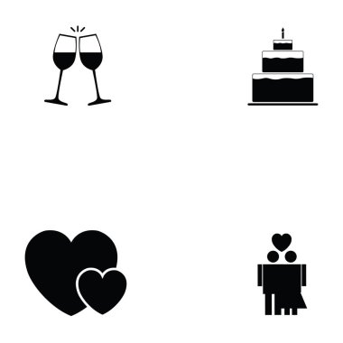 Düğün simgesi seti