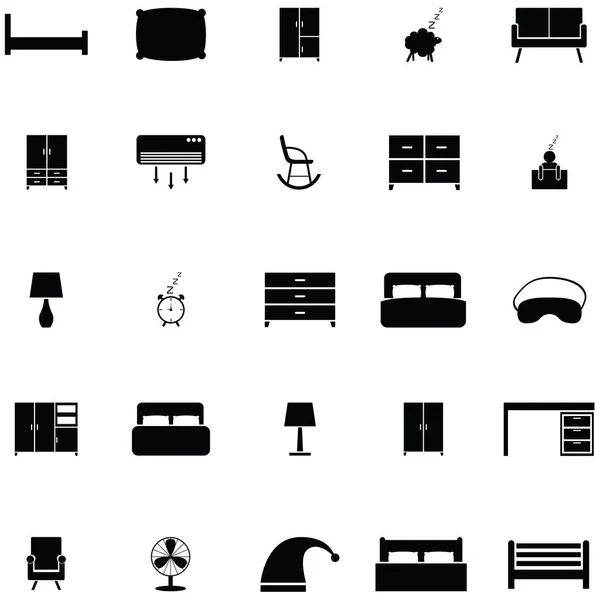 Yatak odası Icon set — Stok Vektör