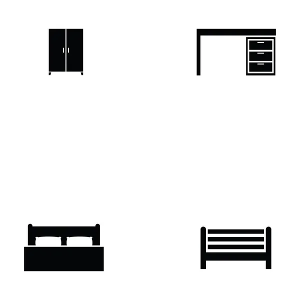 Dormitorio icono conjunto — Archivo Imágenes Vectoriales