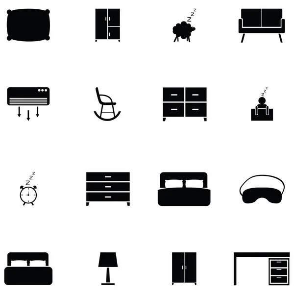 Yatak odası Icon set — Stok Vektör