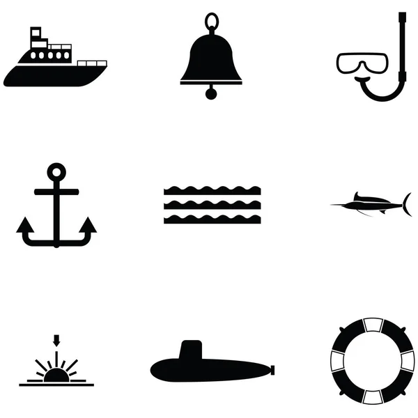 Conjunto de icono marino — Vector de stock