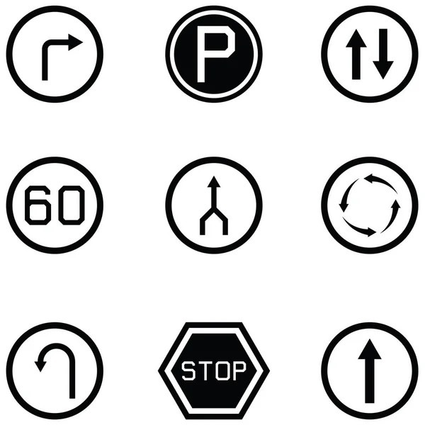 Conjunto de ícone de sinal de estrada — Vetor de Stock