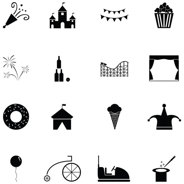 Conjunto de iconos del parque de atracciones — Vector de stock