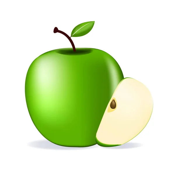 포장 디자인을 할 때 흰색 배경에 분리되어 있는 녹색 사과 — 스톡 벡터