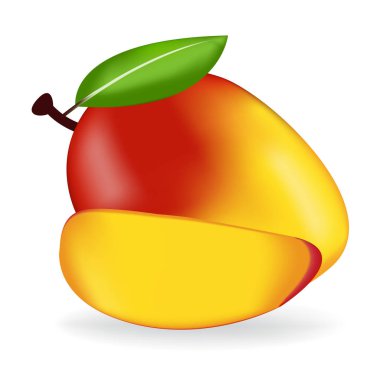 Paket tasarımı bileşimi olarak beyaz arkaplanda izole edilmiş mango