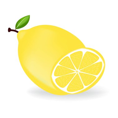 Yapraklı taze limon meyvesi..