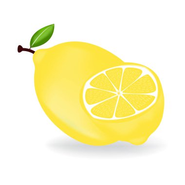 Yapraklı taze limon meyvesi..