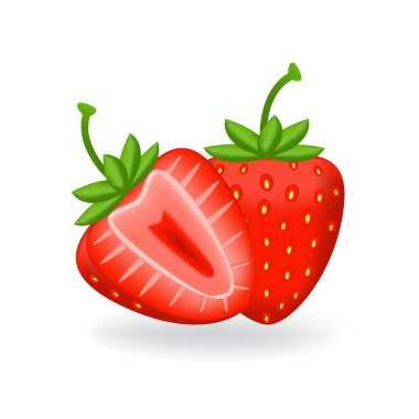 Yapraklı gerçekçi taze çilek.