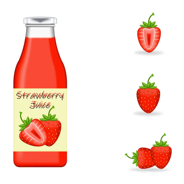 新鲜草莓用玻璃瓶包装的实用性 — 图库矢量图片
