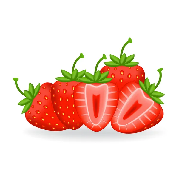 有叶子的新鲜草莓 — 图库矢量图片
