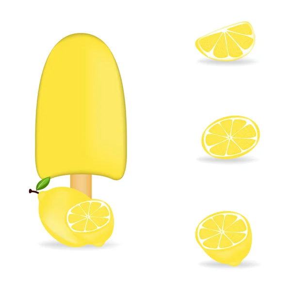 Illustration Vectorielle Crème Glacée Citron Frais Colorée — Image vectorielle