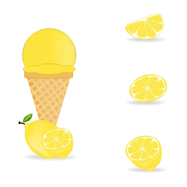 Illustration Vectorielle Crème Glacée Citron Frais Colorée — Image vectorielle