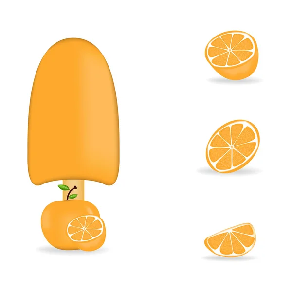 Illustration Vectorielle Crème Glacée Orange Fraîche Colorée — Image vectorielle