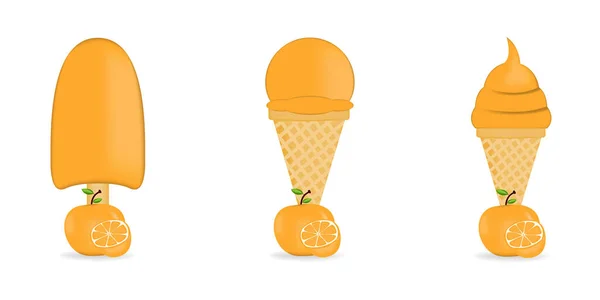 Vector Illustration Colorful Fresh Orange Ice Cream — Stock Vector