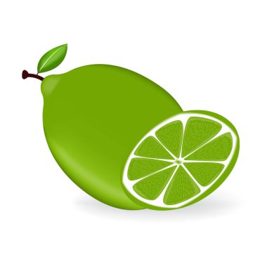 Yapraklı taze yeşil limon meyveleri..