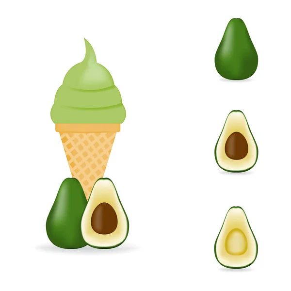 Vector Illustratie Van Kleurrijke Verse Avocado Ijs — Stockvector