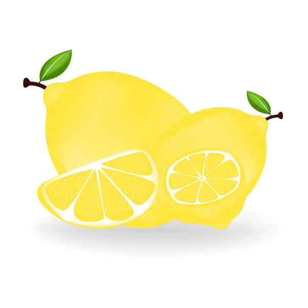 Fruits Frais Citron Avec Feuille — Image vectorielle