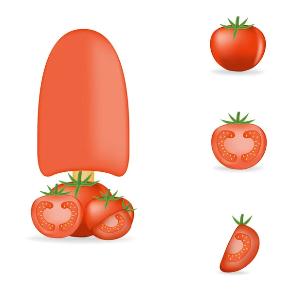 Ilustração Vetorial Sorvete Tomate Fresco Colorido — Vetor de Stock