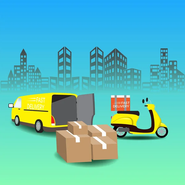 Online Delivery Concept Logistics Delivery Mobile Vector — Διανυσματικό Αρχείο