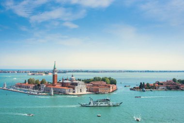 San Giorgio Maggiore Adası Venedik İtalya panoramik havadan görünümü