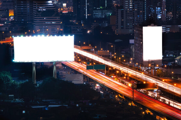 Blank billboard ready for new advertisement at Expressway
