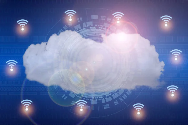Bulut teknoloji kavramı, teknoloji kavramı içinde ayrı kablosuz iletişim ağı için — Stok fotoğraf
