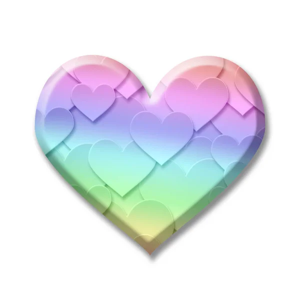 Colorido símbolo del corazón del amor de San Valentín con sombras sobre fondo blanco — Foto de Stock