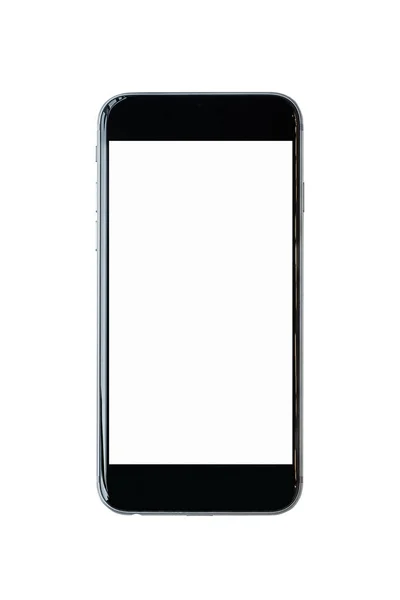 Smartphone com tela branca em branco e espaço de cópia no fundo branco — Fotografia de Stock